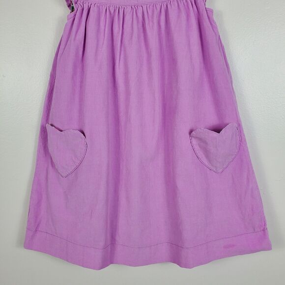 Mini Boden Girls Woven Heart Pocket Corduroy Dress Flutter Cap Buttons 8-9 Y - Picture 4 of 15